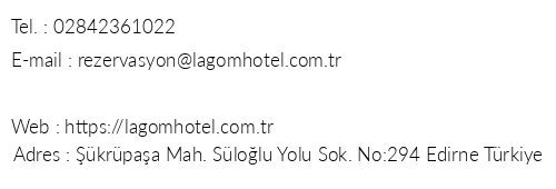 Lagom Hotel telefon numaralar, faks, e-mail, posta adresi ve iletiim bilgileri